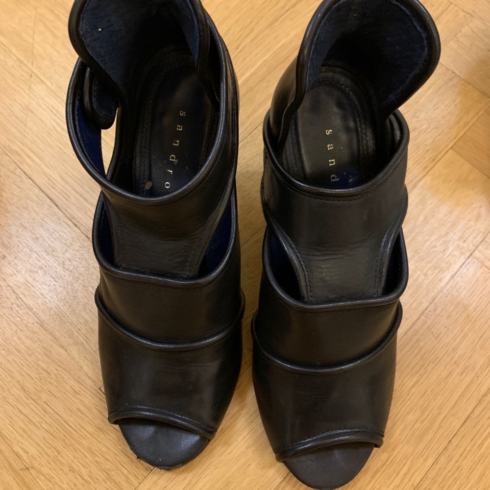 Sandro leather moto high heels. New, worn twice!